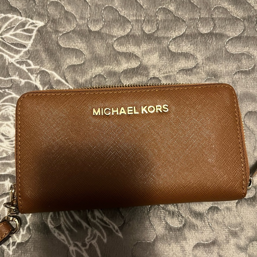 Michael Kors Tan Wallet with Gold Accents